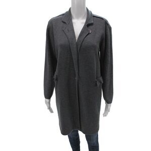 Shin Choi Women Cardigan Gray Merino Wool Button Long Sleeve Size S